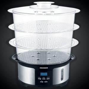Aparat de gatit cu aburi Heinner 1000 W negru 12 l 3 boluri si bol pentru orez timer 90 minute pentru preparate rapide si sanatoase - imagine 4
