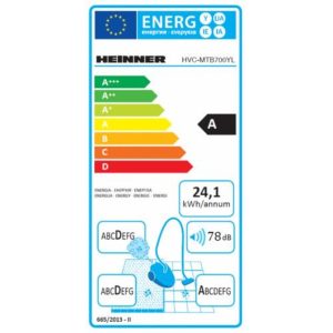 Aspirator cu sac Heinner 700W galben 2L Filtru HEPA Clasa energetica A 3Kg - imagine 3