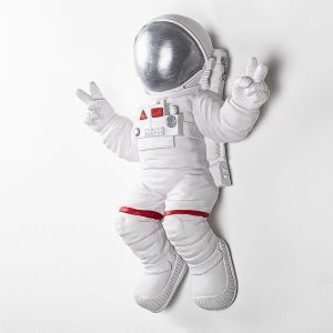 Decoratiune Peace Sign Astronaut 35x47x10 cm Poliester Alb Gri - imagine 8