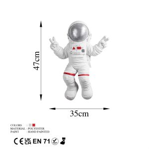 Decoratiune Peace Sign Astronaut 35x47x10 cm Poliester Alb Gri - imagine 10