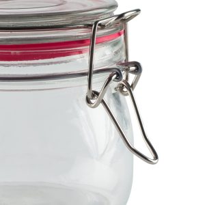 Borcan din sticla transparenta pentru depozitare Vanora 500 ml cu capac etans si clips metalic - imagine 3