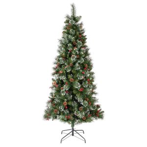 Brad Pine snowy Decoris 98x180 cm verde artificial pentru decoratiuni de Craciun - imagine 5