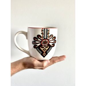 Cana Jumbo XXL 0.9 L din Porțelan Multicolor cu Ornament Rural, Compatibilă cu Mașina de Spălat Vase și Cuptor cu Microunde - imagine 3