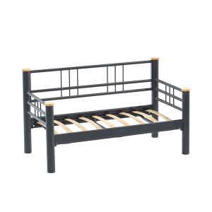 Canapea de gradina cu 2 locuri Heaven Kappis 155x86x80 cm Negru Verde Metal Chenila Poliester Bumbac - imagine 4