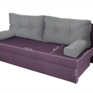 Canapea extensibila Alfi 192x80x77 cm Purple/Light Grey cu lada de depozitare, design modern si confortabil, suprafata de dormit 194x141 cm - imagine 3