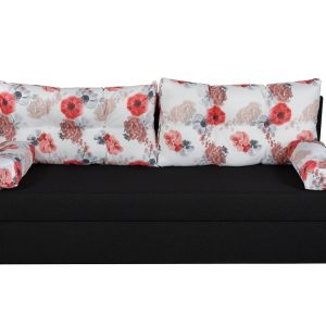 Canapea extensibila Alfi Anthracite 192x80x77 cm cu lada de depozitare si perne imprimeu Roses Flower, confortabila si moderna - imagine 3