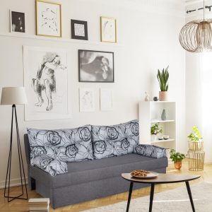 Canapea extensibilă Alfi Grey 192x80x77 cm cu ladă de depozitare, design modern, material textil, Flower, suprafață dormit 194x141 cm - imagine 8