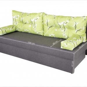 Canapea extensibila Alfi Grey 192x80x77 cm cu lada de depozitare si perne Jasmine Flower, confortabila si eleganta pentru living - imagine 3