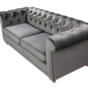 Canapea extensibila Oxford Chesterfield 3 locuri 88x216x75 cm Antracit material textil elegant si confortabil - imagine 3