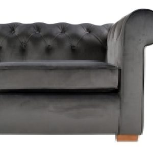 Canapea extensibila Oxford Chesterfield 3 locuri 88x216x75 cm Antracit material textil elegant si confortabil - imagine 5