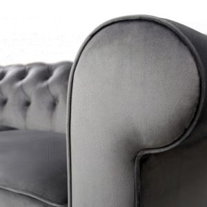 Canapea extensibila Oxford Chesterfield 3 locuri 88x216x75 cm Antracit material textil elegant si confortabil - imagine 7