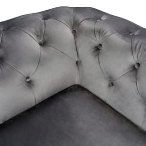 Canapea extensibila Oxford Chesterfield 3 locuri 88x216x75 cm Antracit material textil elegant si confortabil - imagine 8