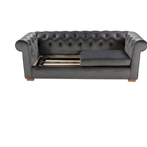 Canapea extensibila Oxford Chesterfield 3 locuri 88x216x75 cm Antracit material textil elegant si confortabil - imagine 9