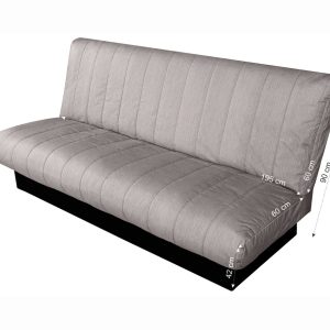 Canapea extensibilă Click-Clack Felicity 195x75x90 cm gri deschis cu ladă de depozitare, husa textilă, design modern pentru apartament și birou - imagine 4