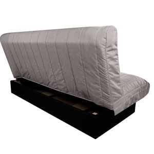 Canapea extensibilă Click-Clack Felicity 195x75x90 cm gri deschis cu ladă de depozitare, husa textilă, design modern pentru apartament și birou - imagine 6