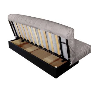 Canapea extensibilă Click-Clack Felicity 195x75x90 cm gri deschis cu ladă de depozitare, husa textilă, design modern pentru apartament și birou - imagine 7