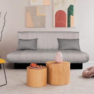 Canapea extensibilă Click-Clack Felicity 195x75x90 cm gri deschis cu ladă de depozitare, husa textilă, design modern pentru apartament și birou - imagine 10