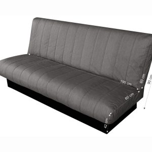 Canapea extensibila Click-Clack Felicity 195x75x90 cm Gri inchis cu lada depozitare si husa textil moderna - imagine 4