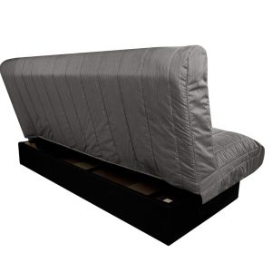 Canapea extensibila Click-Clack Felicity 195x75x90 cm Gri inchis cu lada depozitare si husa textil moderna - imagine 6