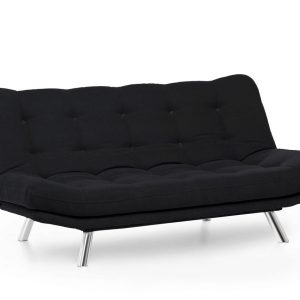 Canapea extensibilă 3 locuri Futon metal negru 200x100 cm poliester ușor de curățat - imagine 3