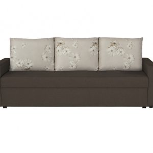 Canapea extensibilă Firenze Dark Chocolate 218x85x85 cm cu ladă de depozitare, design modern și perne cu imprimeu floral - imagine 5