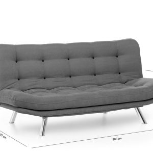 Canapea extensibila Misa Sofabed gri 3 locuri 198x128 cm metal cu 2 perne decorative - imagine 6
