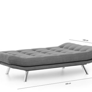 Canapea extensibila Misa Sofabed gri 3 locuri 198x128 cm metal cu 2 perne decorative - imagine 7