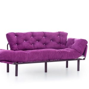 Canapea extensibila Nitta Triple 3 locuri 225x70 cm mov metal cu brate ajustabile - imagine 3