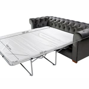 Canapea extensibila Oxford Chesterfield 3 locuri 88x216x75 cm Antracit material textil elegant si confortabil - imagine 10