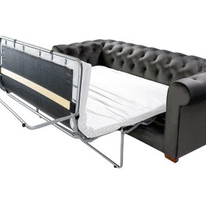 Canapea extensibila Oxford Chesterfield 3 locuri 88x216x75 cm Antracit material textil elegant si confortabil - imagine 11