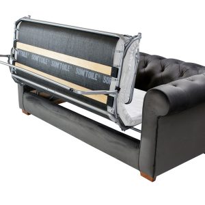 Canapea extensibila Oxford Chesterfield 3 locuri 88x216x75 cm Antracit material textil elegant si confortabil - imagine 12