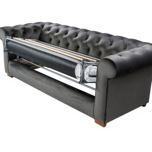 Canapea extensibila Oxford Chesterfield 3 locuri 88x216x75 cm Antracit material textil elegant si confortabil - imagine 14