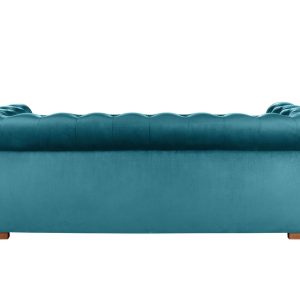 Canapea extensibila Oxford Chesterfield 3 locuri 88x216x75 cm Azur material textil eleganta si confortabila - imagine 11