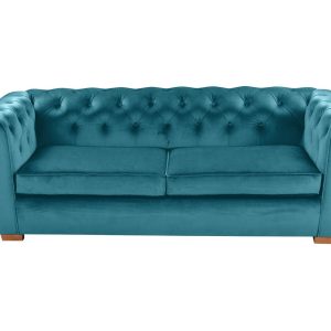 Canapea extensibila Oxford Chesterfield 3 locuri 88x216x75 cm Azur material textil eleganta si confortabila - imagine 12