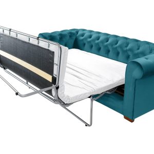 Canapea extensibila Oxford Chesterfield 3 locuri 88x216x75 cm Azur material textil eleganta si confortabila - imagine 15