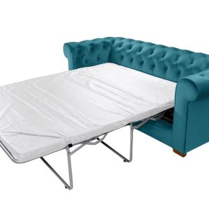 Canapea extensibila Oxford Chesterfield 3 locuri 88x216x75 cm Azur material textil eleganta si confortabila - imagine 16
