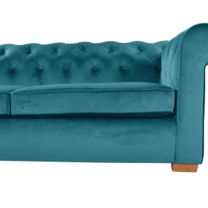 Canapea extensibila Oxford Chesterfield 3 locuri 88x216x75 cm Azur material textil eleganta si confortabila - imagine 10