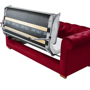Canapea extensibila Oxford Chesterfield 3 locuri 88x216x75 cm Red, material textil, design elegant si confortabil - imagine 11