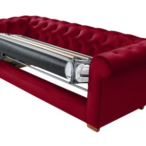 Canapea extensibila Oxford Chesterfield 3 locuri 88x216x75 cm Red, material textil, design elegant si confortabil - imagine 12