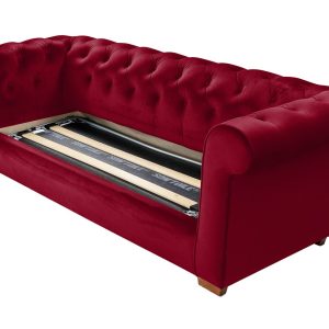 Canapea extensibila Oxford Chesterfield 3 locuri 88x216x75 cm Red, material textil, design elegant si confortabil - imagine 13