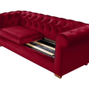 Canapea extensibila Oxford Chesterfield 3 locuri 88x216x75 cm Red, material textil, design elegant si confortabil - imagine 14