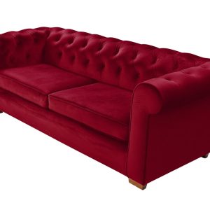 Canapea extensibila Oxford Chesterfield 3 locuri 88x216x75 cm Red, material textil, design elegant si confortabil - imagine 15