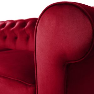 Canapea extensibila Oxford Chesterfield 3 locuri 88x216x75 cm Red, material textil, design elegant si confortabil - imagine 17