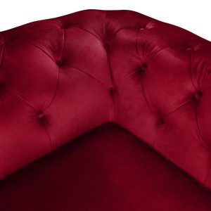 Canapea extensibila Oxford Chesterfield 3 locuri 88x216x75 cm Red, material textil, design elegant si confortabil - imagine 18