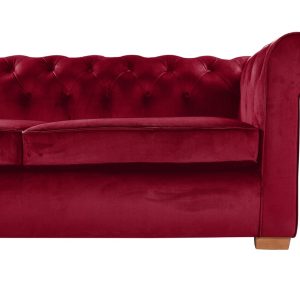 Canapea extensibila Oxford Chesterfield 3 locuri 88x216x75 cm Red, material textil, design elegant si confortabil - imagine 5