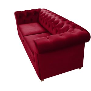 Canapea extensibila Oxford Chesterfield 3 locuri 88x216x75 cm Red, material textil, design elegant si confortabil - imagine 7