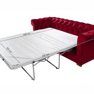 Canapea extensibila Oxford Chesterfield 3 locuri 88x216x75 cm Red, material textil, design elegant si confortabil - imagine 8