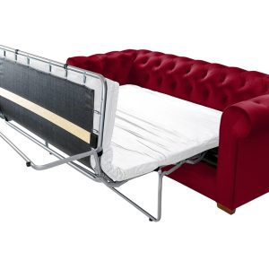 Canapea extensibila Oxford Chesterfield 3 locuri 88x216x75 cm Red, material textil, design elegant si confortabil - imagine 9