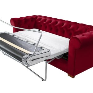 Canapea extensibila Oxford Chesterfield 3 locuri 88x216x75 cm Red, material textil, design elegant si confortabil - imagine 10