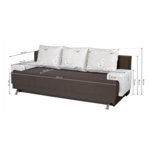 Canapea Extensibilă Roma Dark Chocolate cu Lada de Depozitare 205x90x86 cm, Maro/Bej, Design Modern și Confortabil - imagine 3